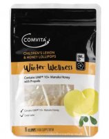 Comvita Children's Propolis Lollipops - with active manuka honey. Lemon & Honey flavour.